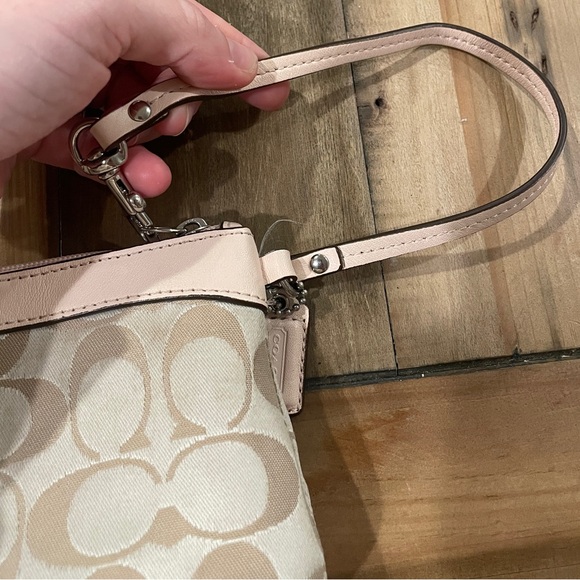 Coach Signature Beige and Pink Wristlet - Picture 7 of 7